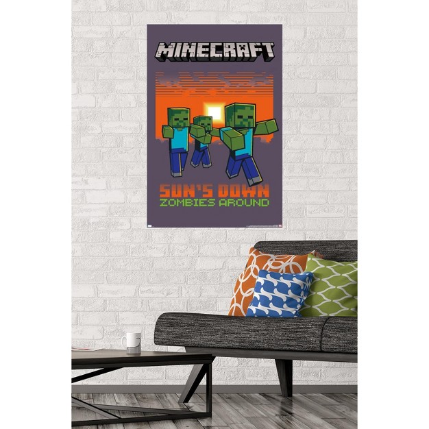 Trends International Minecraft Zombies Around Unframed Wall Poster Prints