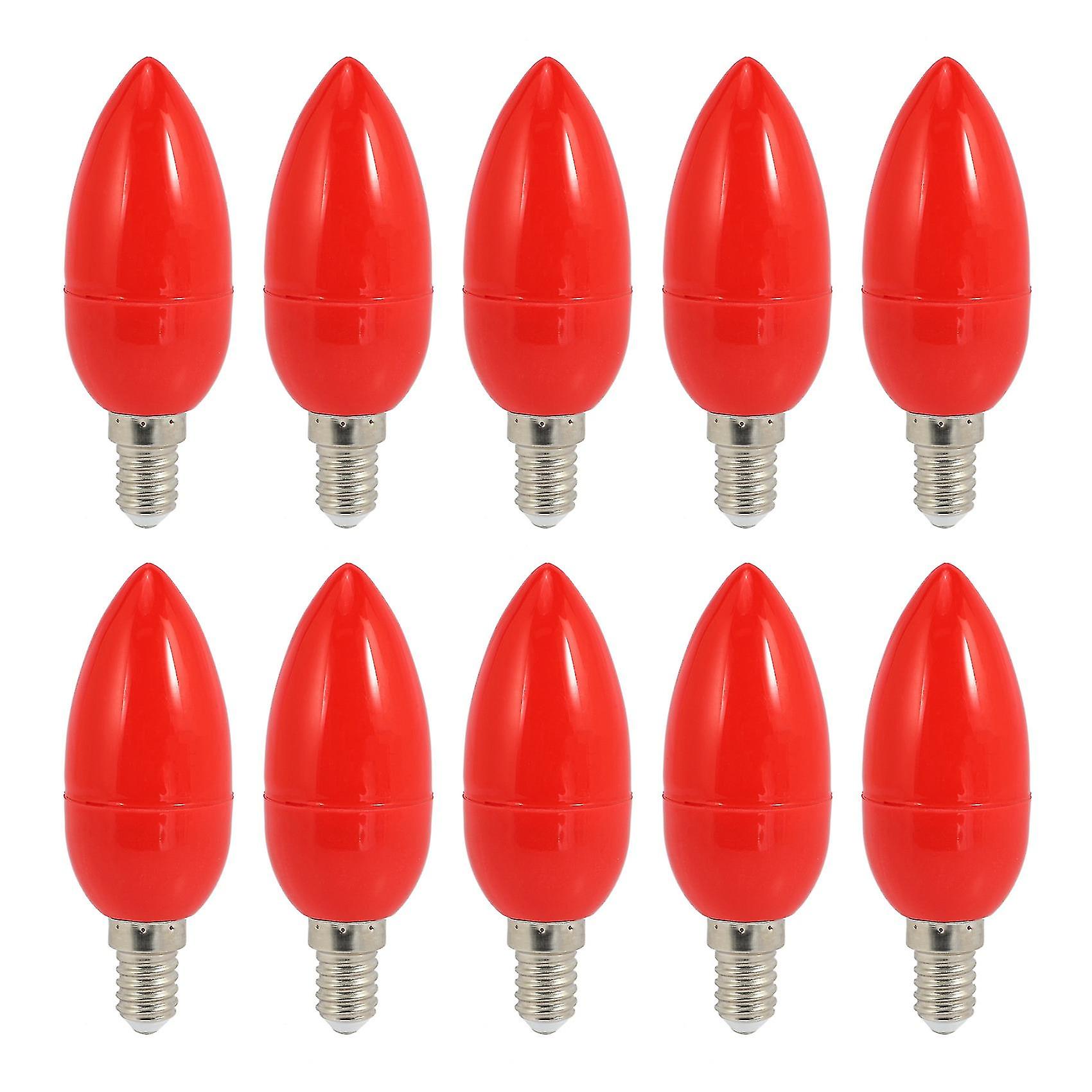 10x Led Candle Light Candle Light Bulbs Red Fortune Lamp God Lights Energy Saving Candle Lights，e14