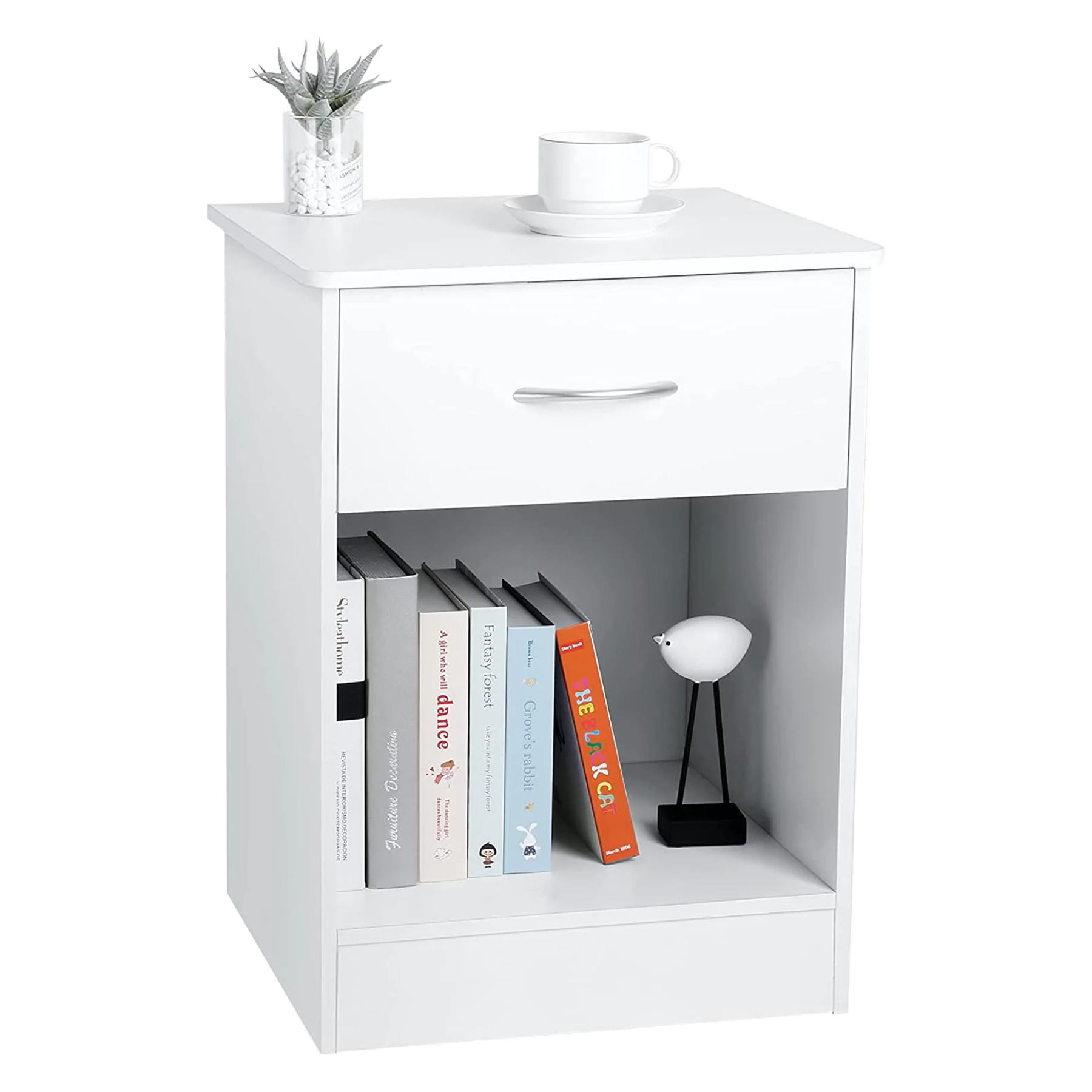 Nightstand with Drawer Bedside Table File Cabinet Storage with Sliding Drawer and Shelf