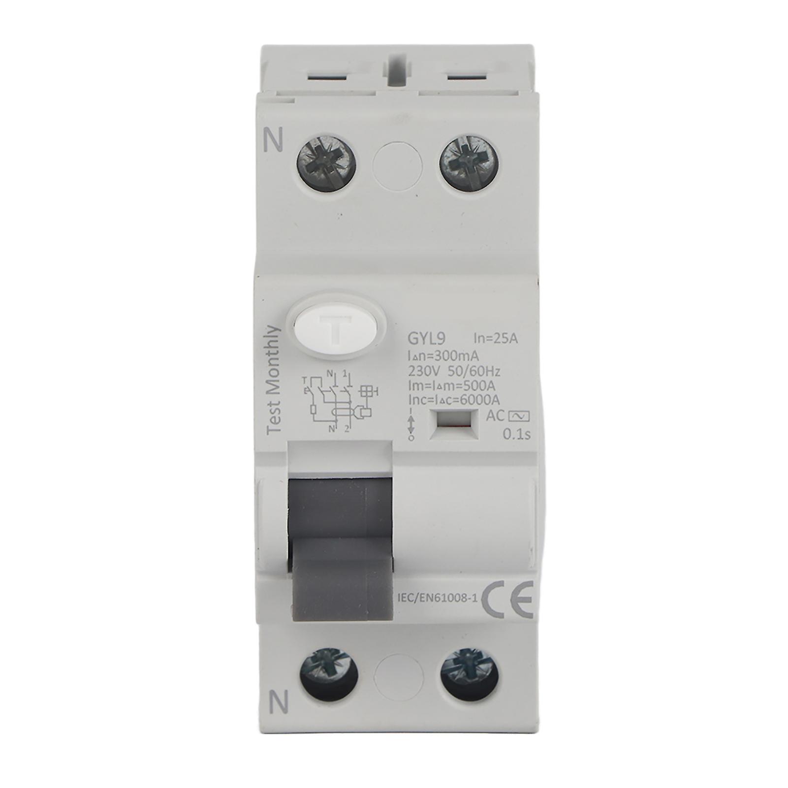 GYL9 Circuit Breaker 2P 230V 50/60Hz IP20 Electric Leaking Protector Current Circuit Breaker2P-25A-300mA