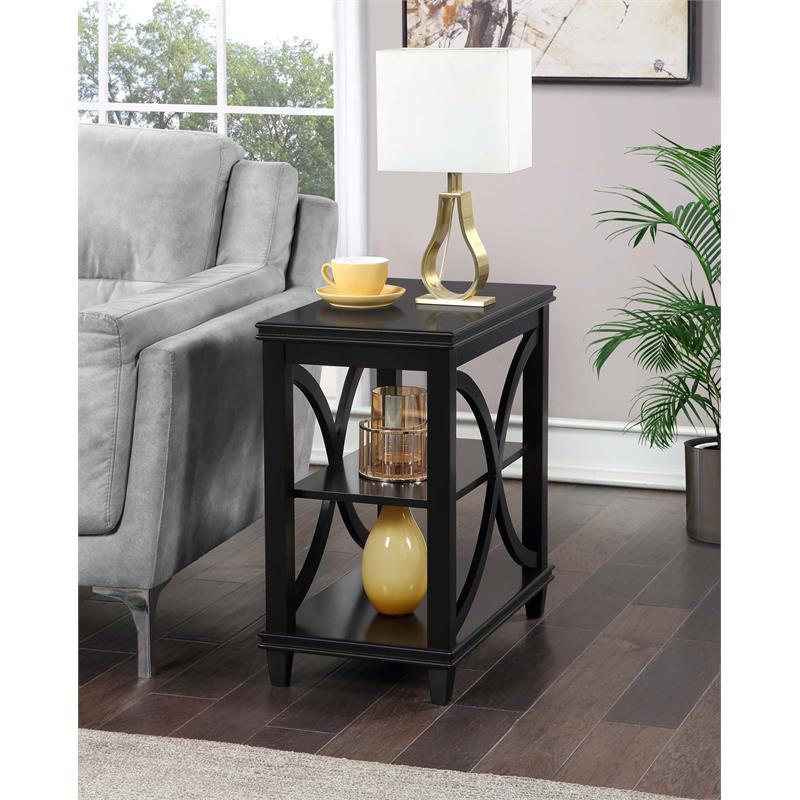 Convenience Concepts Florence Chairside Table in Black Wood Finish   Transitional   Side Tables And End Tables   by Homesquare  Houzz