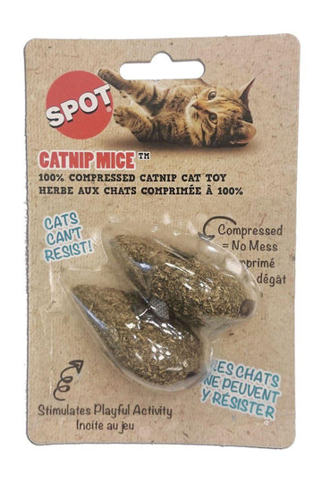 Spot Compressed Catnip Mice Cat Toy， 2 pack