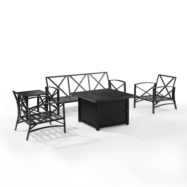 Kaplan 5pc Outdoor Sofa Set With Fire Table Oatmeal Crosley