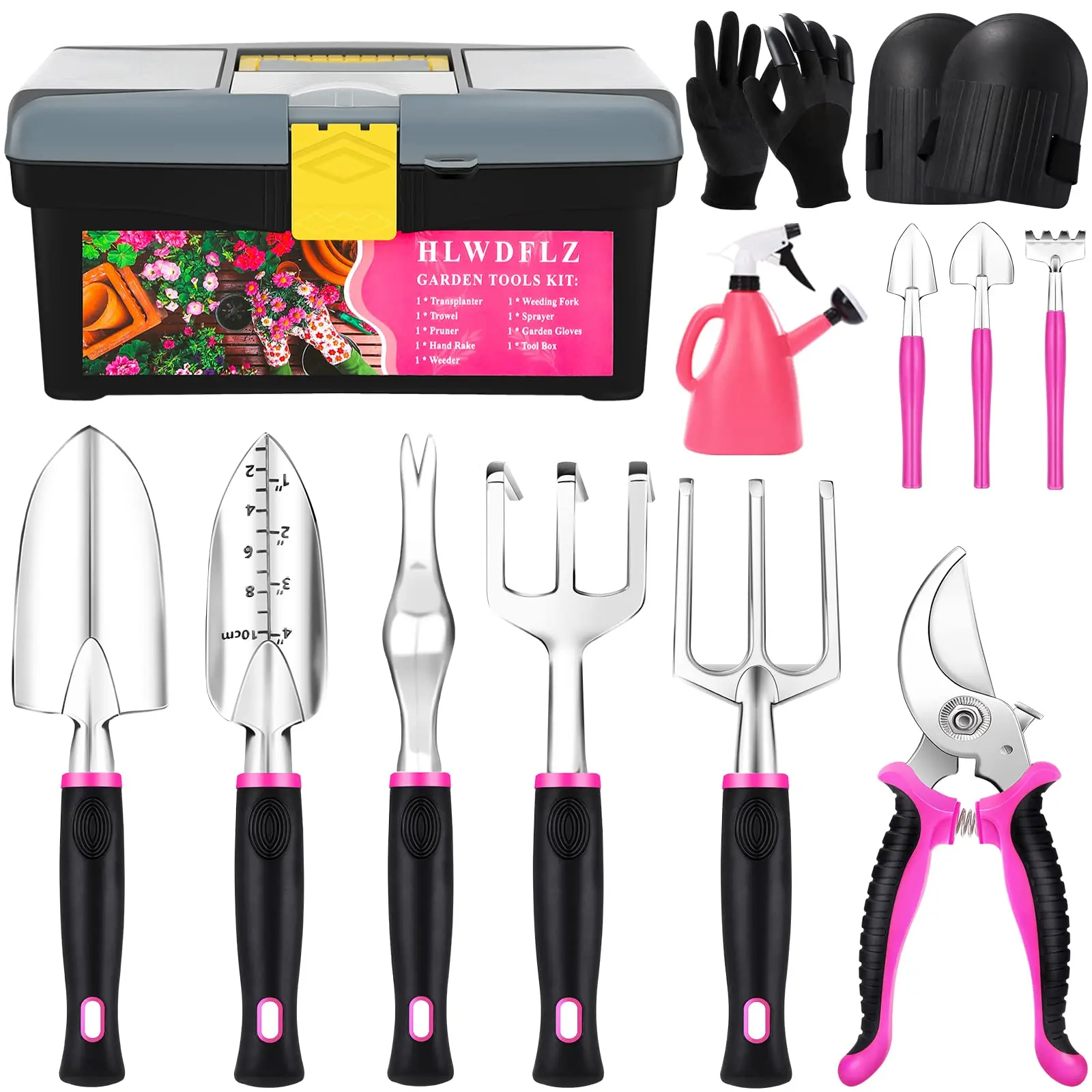 13 in 1 Garden Hand Aluminum Tools Kit Set with Water Can Storage Box Pruning Shears Gardening Knee Pads Succulent Tools