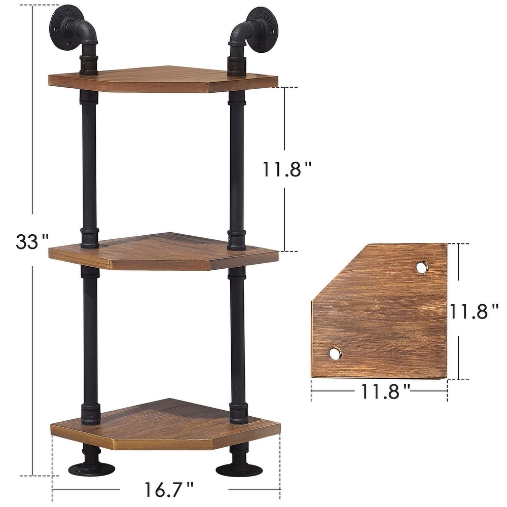 MCombo Industrial Wall Mount Pipe Shelves  Solid Wood