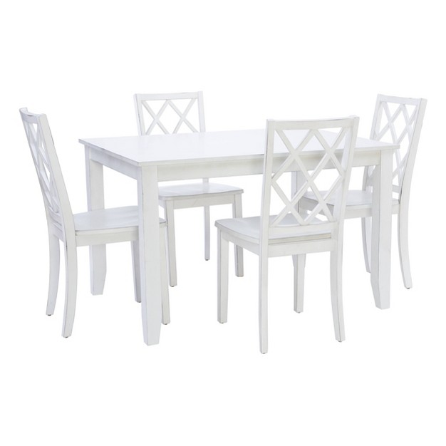 5pc Harleau Solid Wood Dining Set White Powell