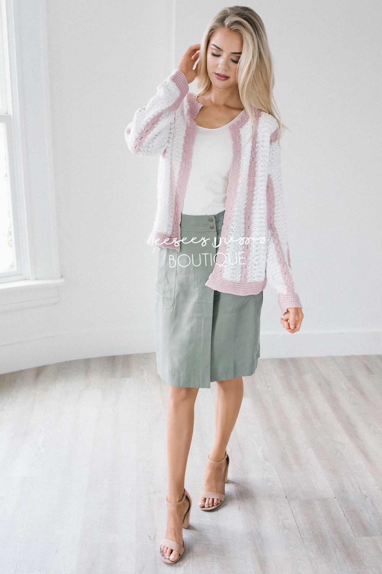 Striped Flower Knit Cardigan