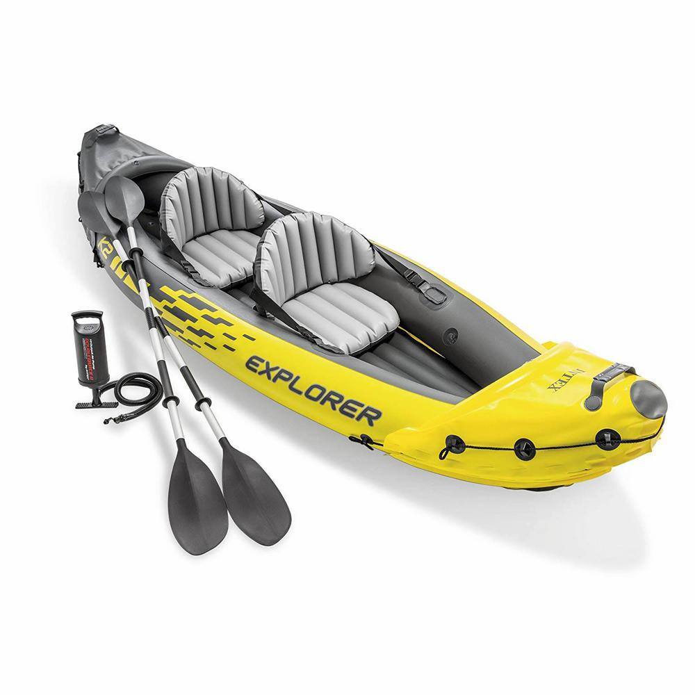 Intex Explorer K2 2-Person Inflatable Kayak Set and Air Pump Yellow 68307EP
