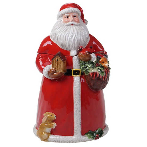 72oz Earthenware Magic Of Christmas Santa Cookie Jar Certified International