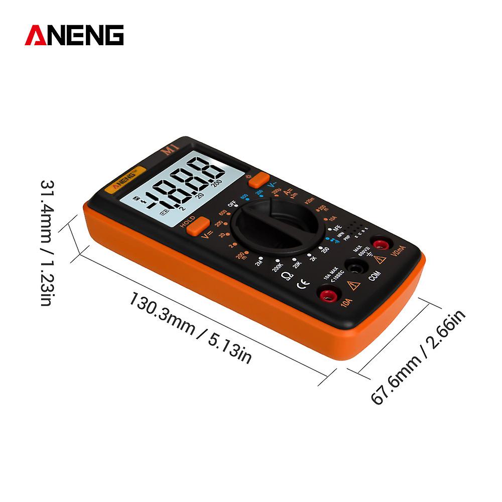 M1 Handheld Digital Multimeter Lcd Backlight High Precision Ac/dc Voltage Current Resistance Transistor Continuity Tester Overload Protection Orange O