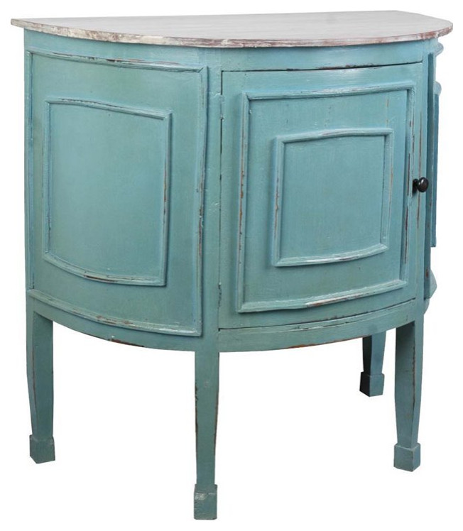 Sunset Trading Cottage Half Round Cabinet in Distressed Beach Blue Wood   French Country   Accent Chests And Cabinets   by Homesquare  Houzz