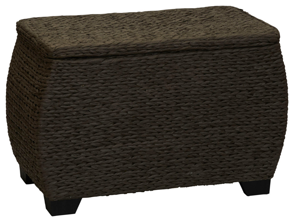 Large Curved Woven Storage Chest  Liner  Paper Rope   Beach Style   Accent Chests And Cabinets   by Household Essentials  Houzz