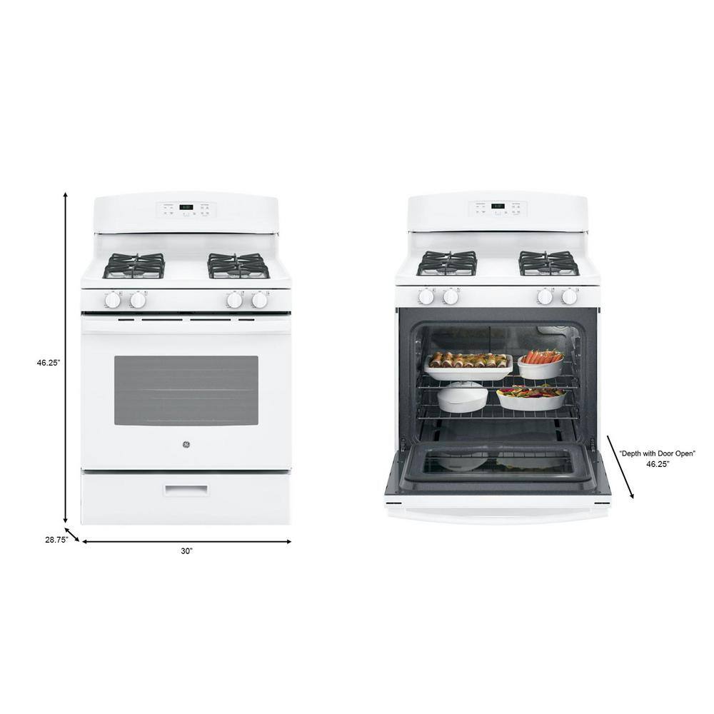 GE 30 in. 4.8 cu. ft. Freestanding Gas Range in White JGBS60DEKWW