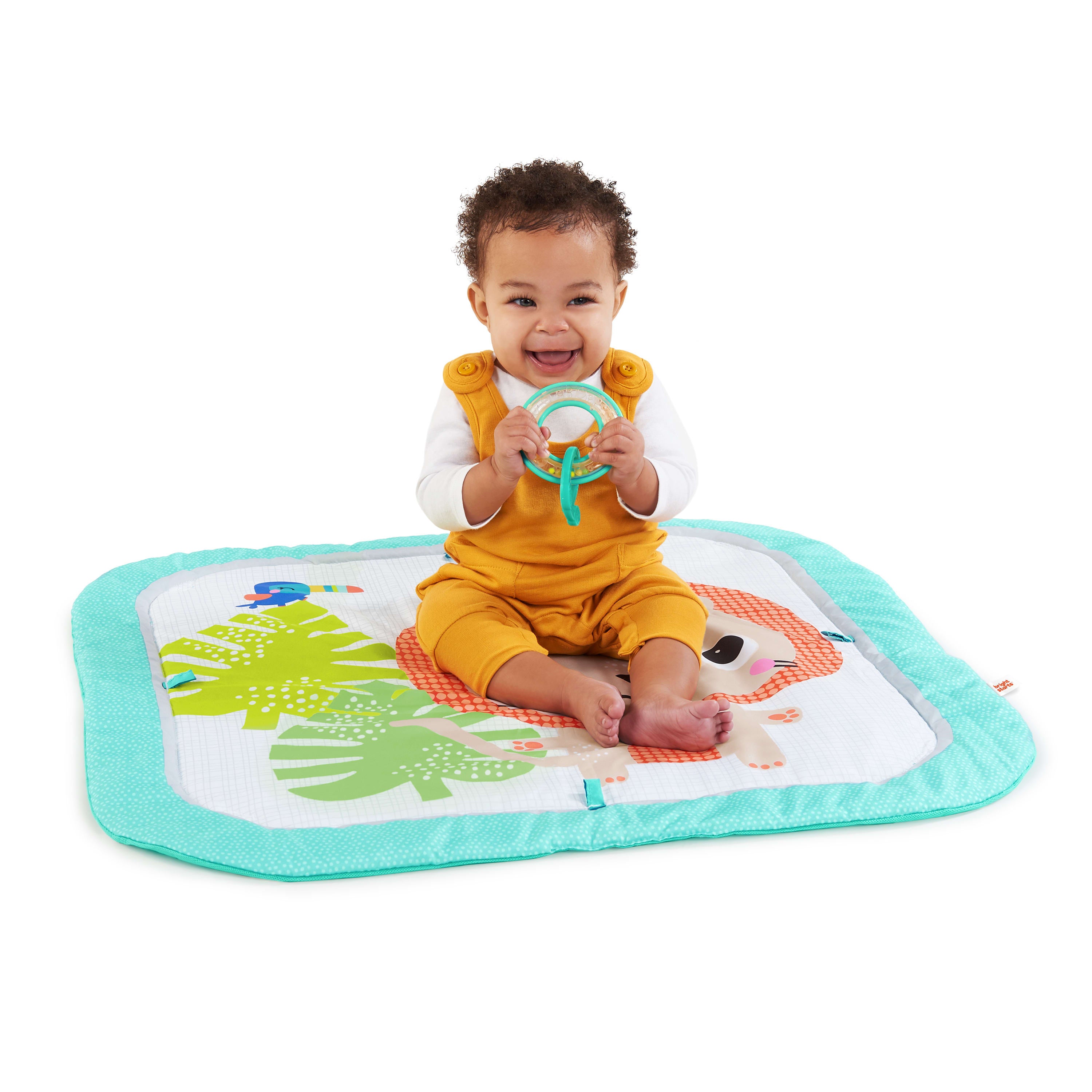 Bright Starts Safari Blast Activity Gym and Play Mat with Take-Along Toys， Ages Newborn +