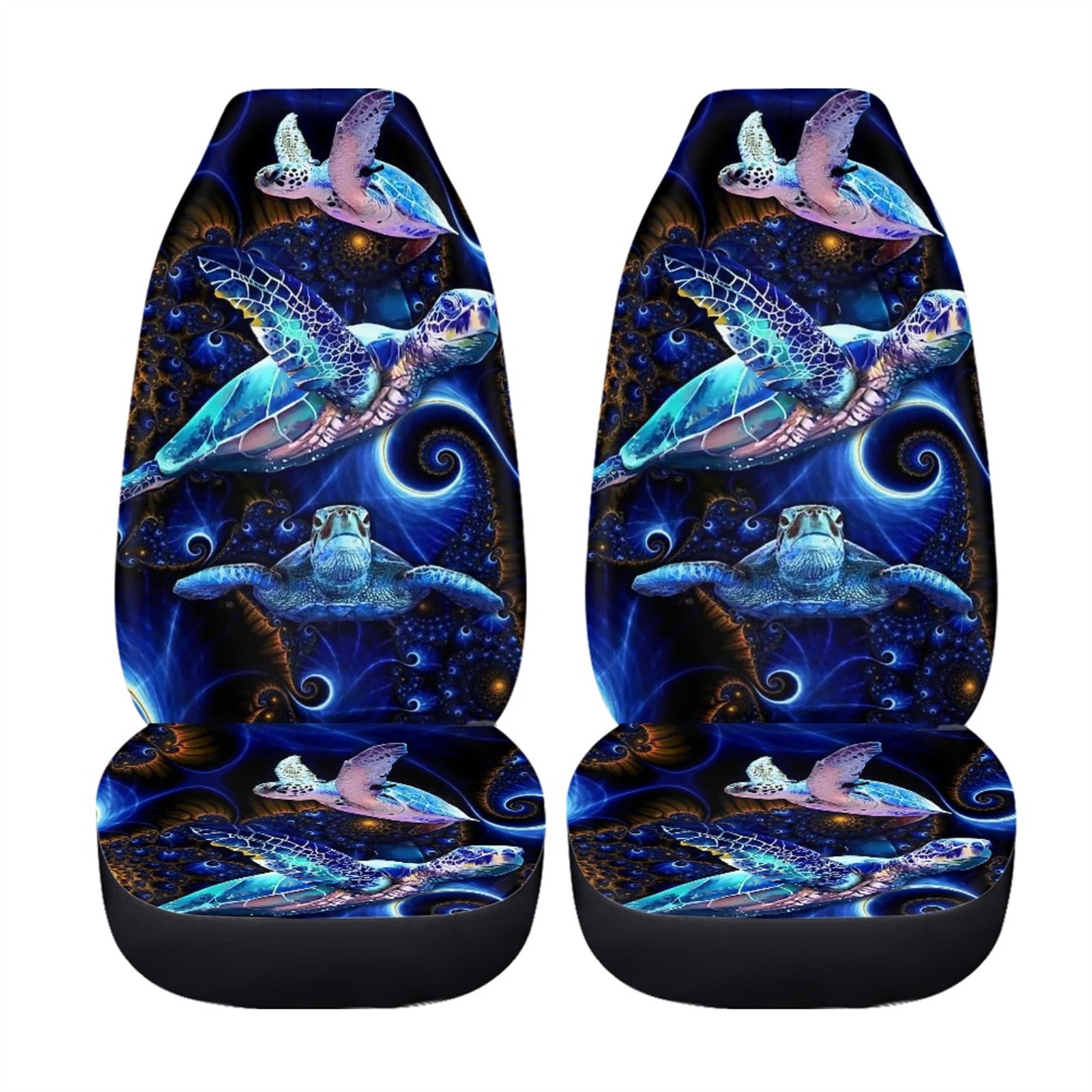 Xoenoiee Car Seat Covers 2 Pack， Psychedelic Sea Turtle Print Universal Fit Bucket Seat Cover Auto Interior Accessories Driver Seat Covers