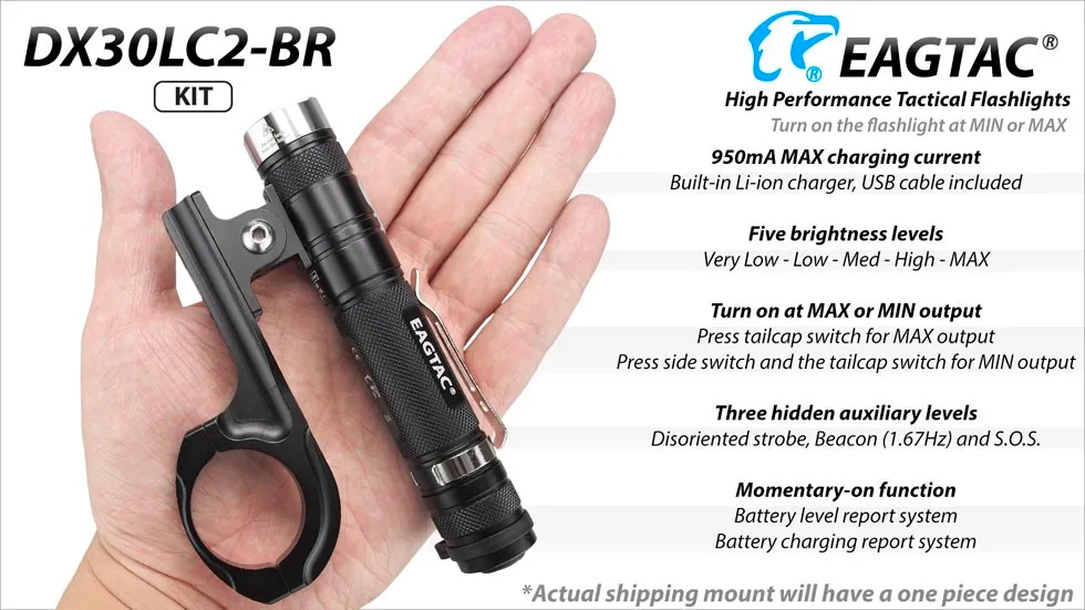 EAGTAC D Series DX30LC2-BR Bike Rechargeable LED Flashlight  w/ Free SandH  ―― 2 models