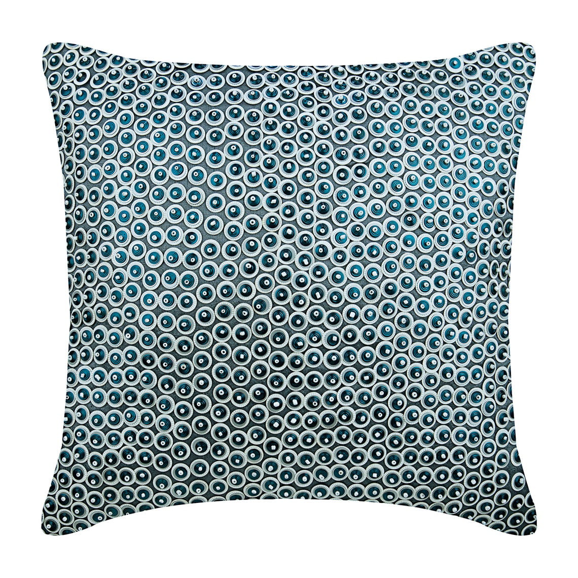 Toss Pillow Cover， Blue Throw Pillow Cover Couch， Modern Geometric Throw Pillow Cover， 12x12 inch (30x30 cm) Pillow Cover， Art Silk Square Pillowcase， Dotted Sequins - Metal Daze