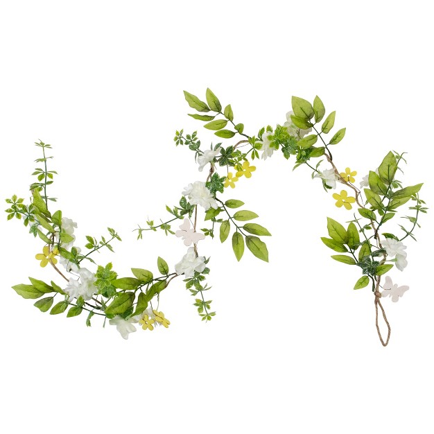 Northlight 4 x27 White Floral And And Mixed Foliage Spring Garland