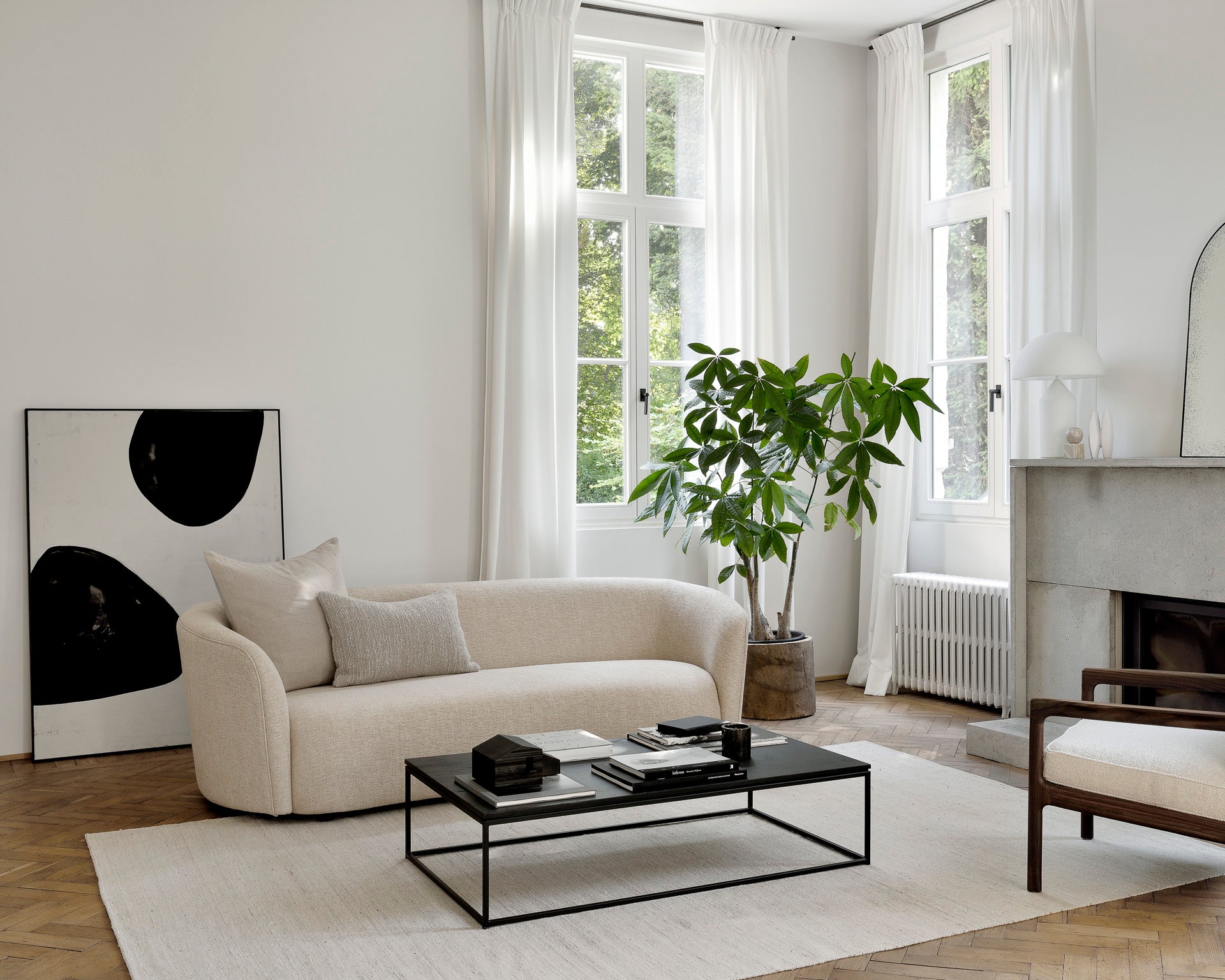 Oak Thin Black Coffee Table