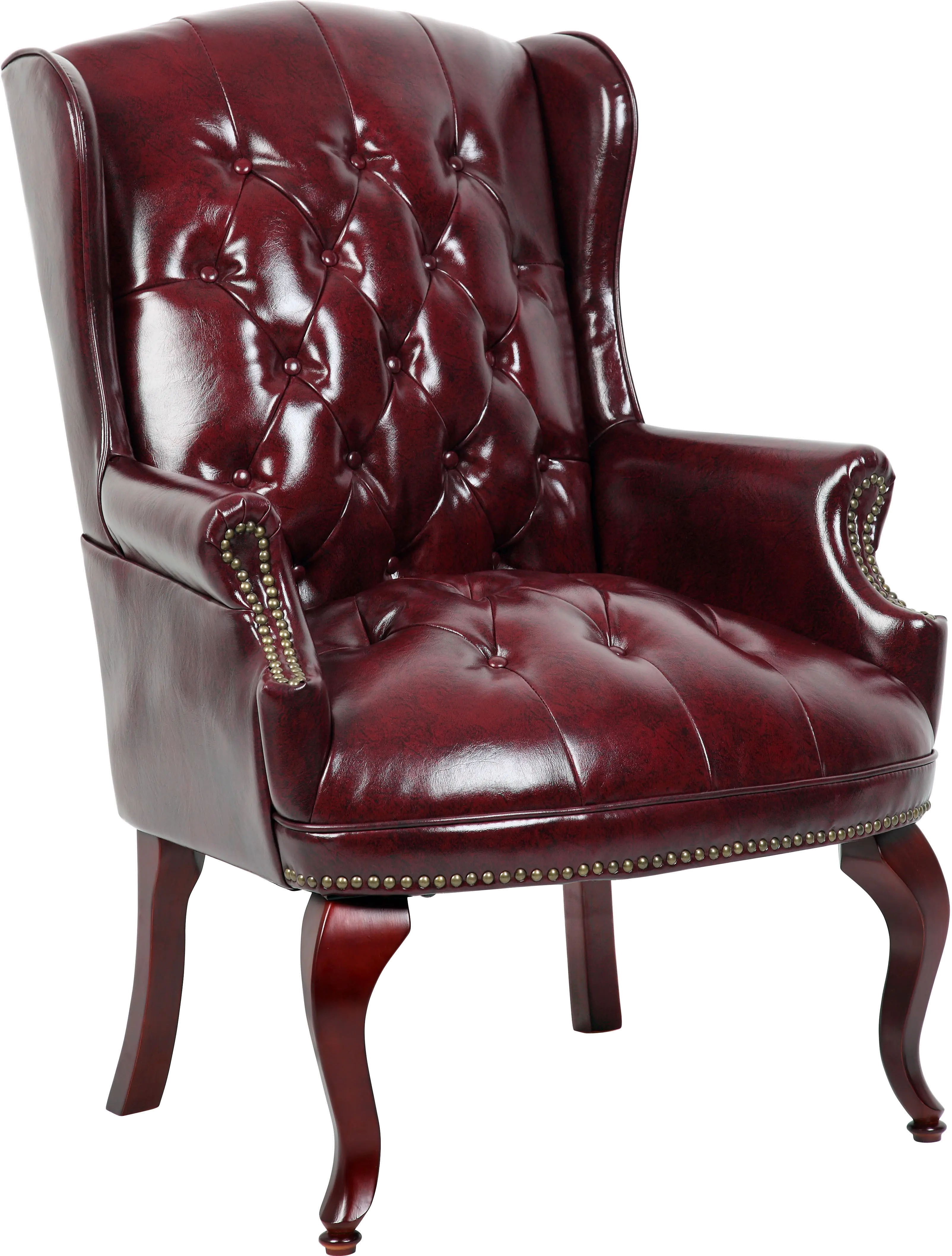 Boss Burgundy Wingback Guest Chair