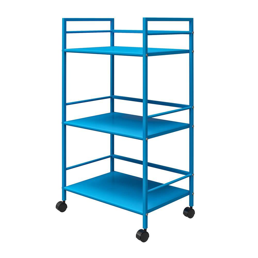 Novogratz Cache 3-Tier Rolling Metal Cart in Blue 7741810COM