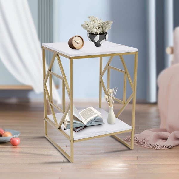 2-Tier Versatile Bedside Tables Metal Frame Side Tables