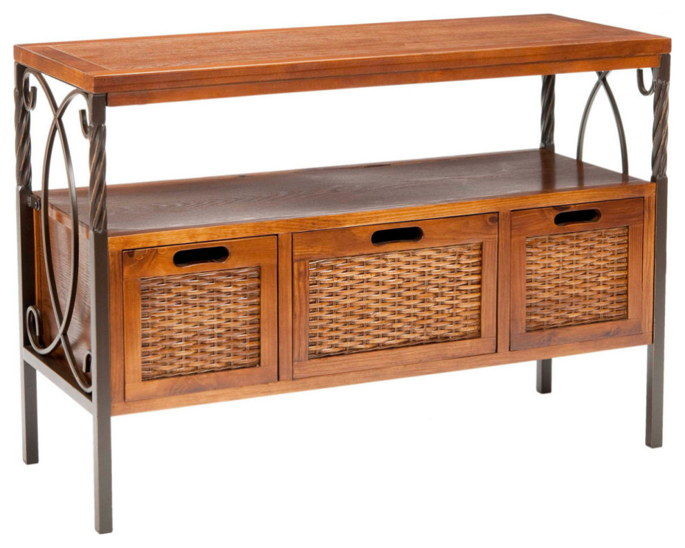 Steven 3 Drawer Console Antique Pewter/Dark Walnut   Mediterranean   Console Tables   by V.S.D Furniture  Houzz