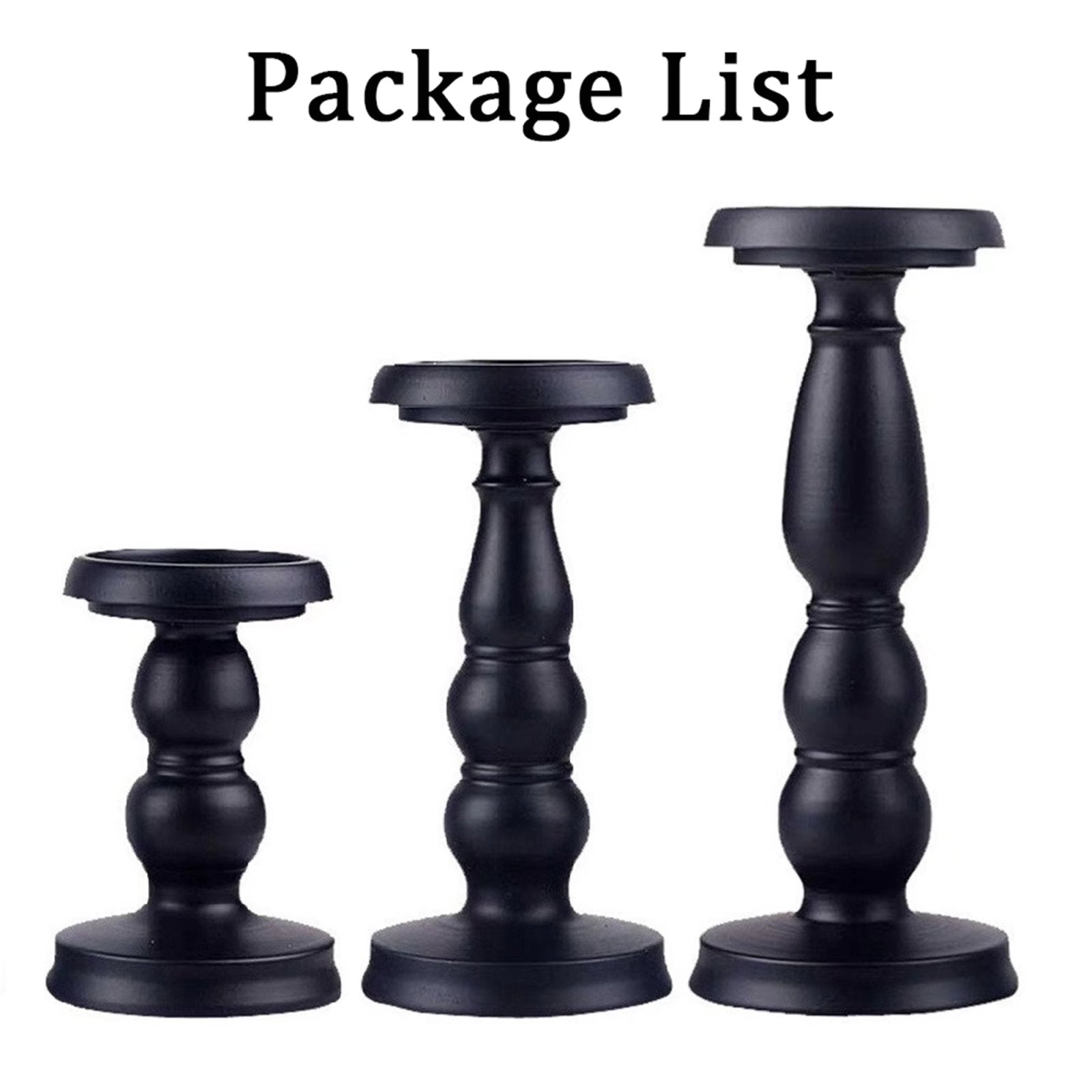 Sziqiqi Candle Holder for Pillar Candles Black Metal Candle Stand Set of 3