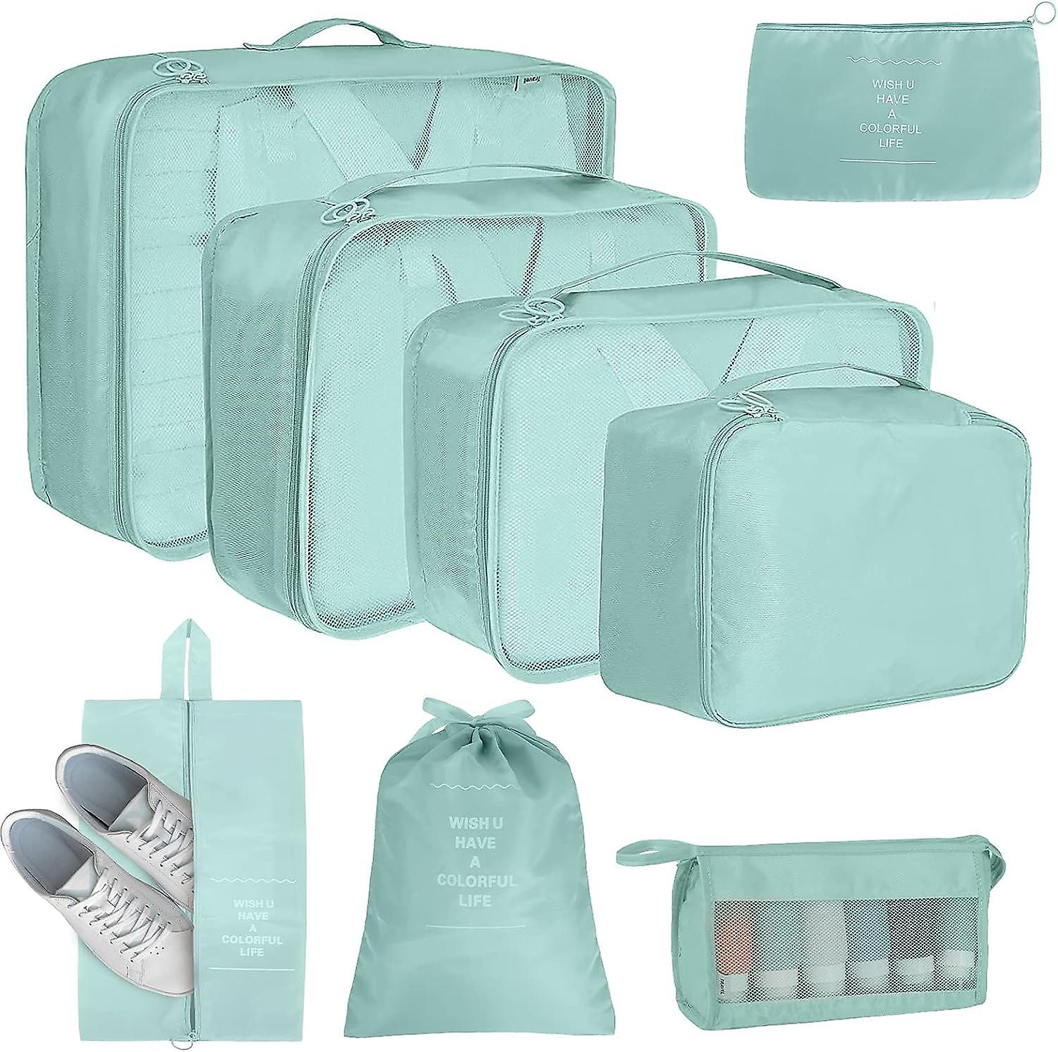 8 Piece Suitcase Organiser， Suitcase Packing Cubes Set， Travel Organiser With Cosmetic Bag Waterproof Shoe Bag