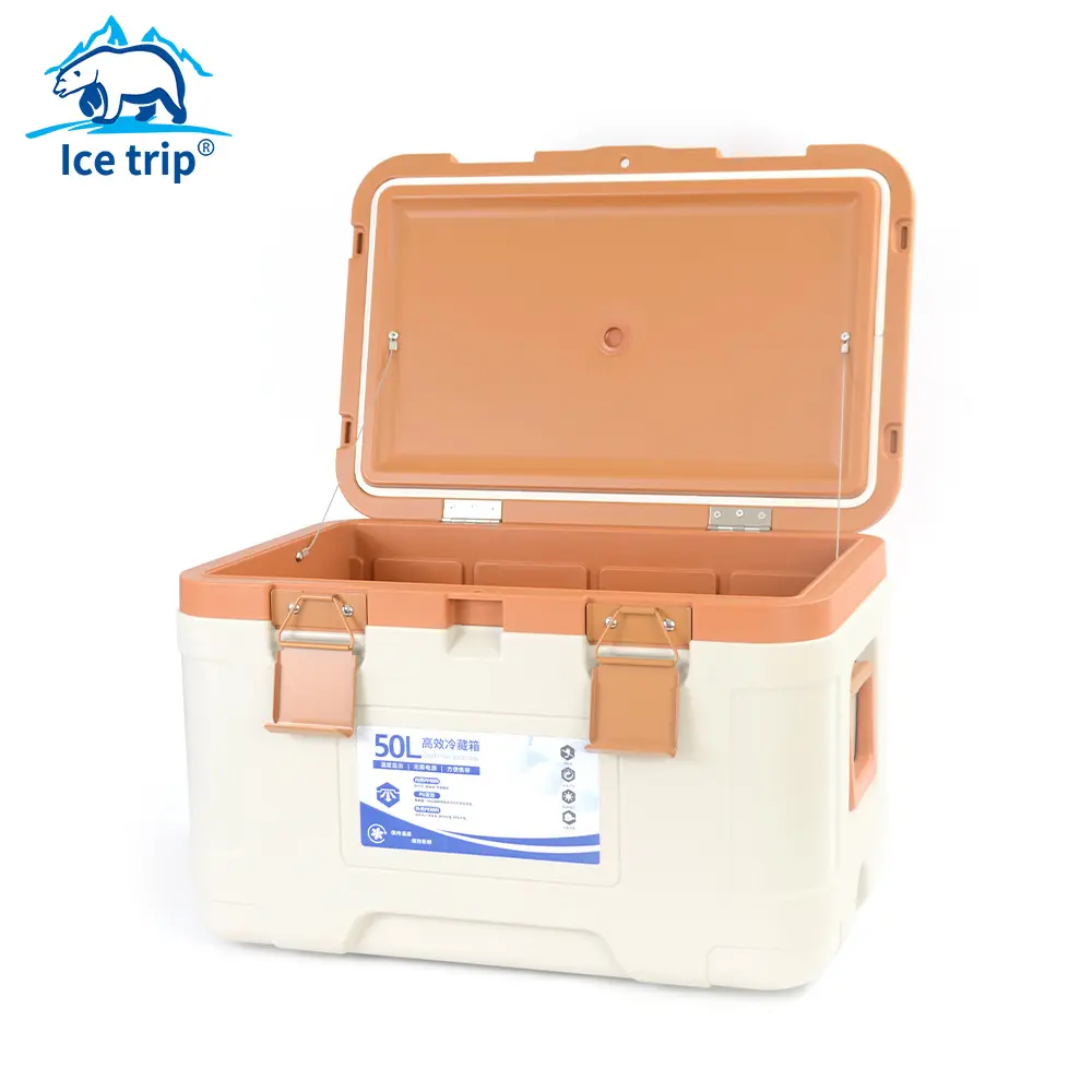 Custom Logo Hiking Fishing Camping 50L Hard Cooler Beer Ice Cooler Box Hard Cooler Box