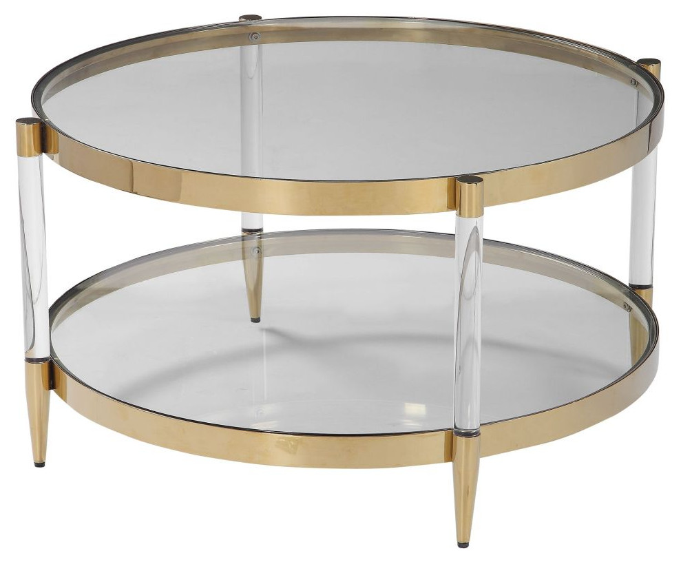 Uttermost Kellen 32 x 17 quotGlass Coffee Table   Midcentury   Coffee Tables   by Buildcom  Houzz