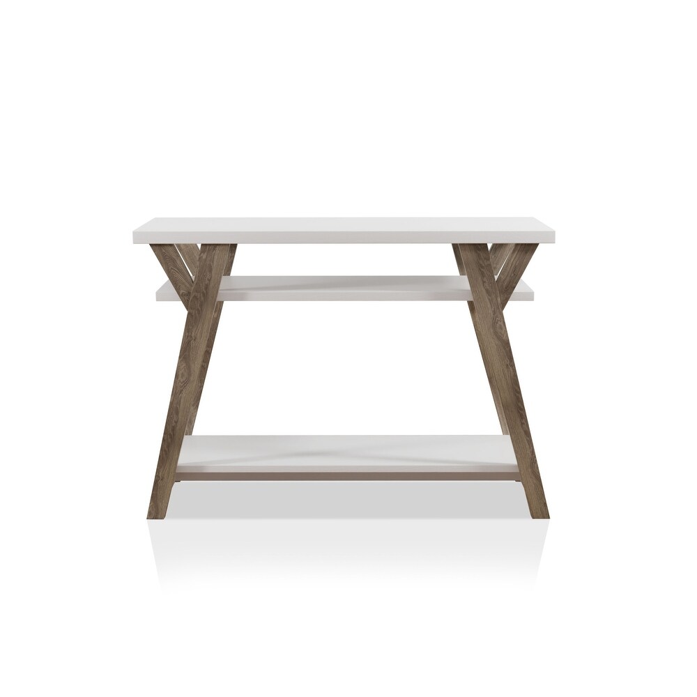 Bima Contemporary White 2 Open Shelf Console Table by Furniture of America