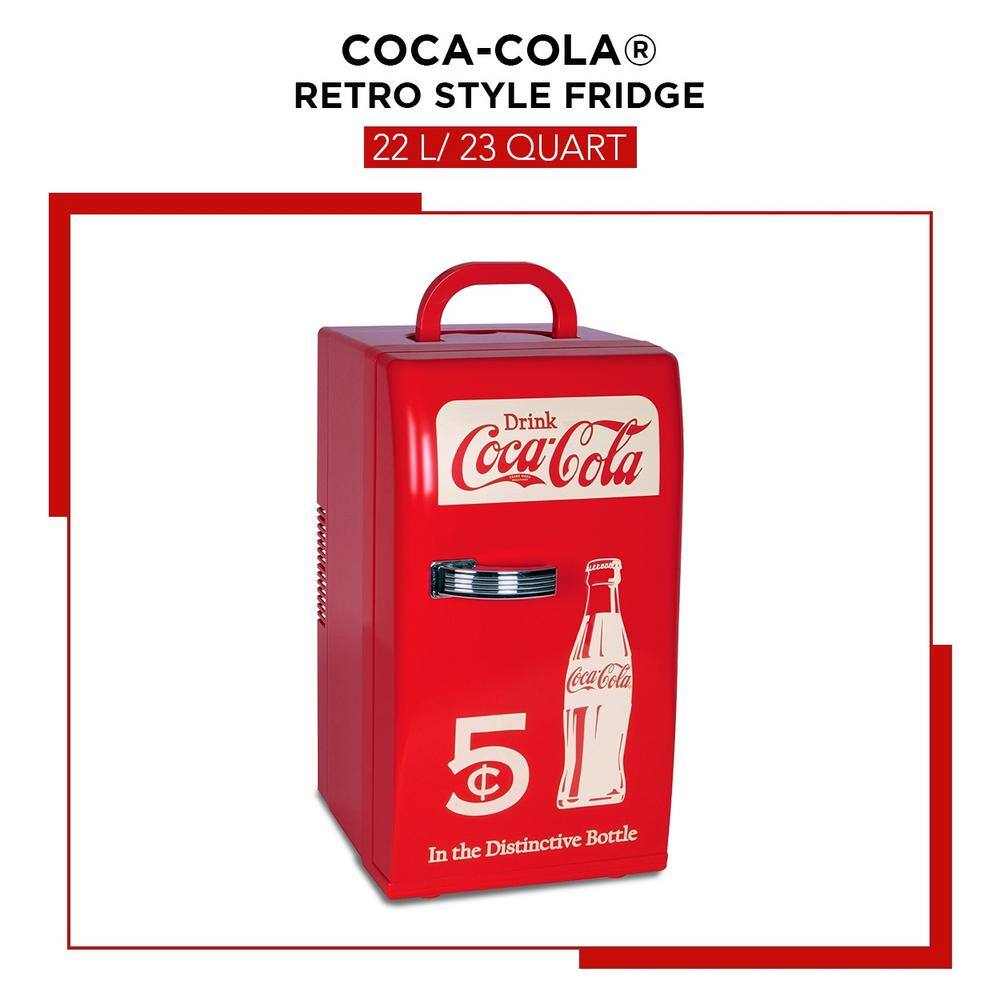 Coca-Cola Coca-Cola Retro 18 Can Mini Fridge 22L (23 qt.) ACDC Portable Cooler Includes 12V and AC Cords CCR-12