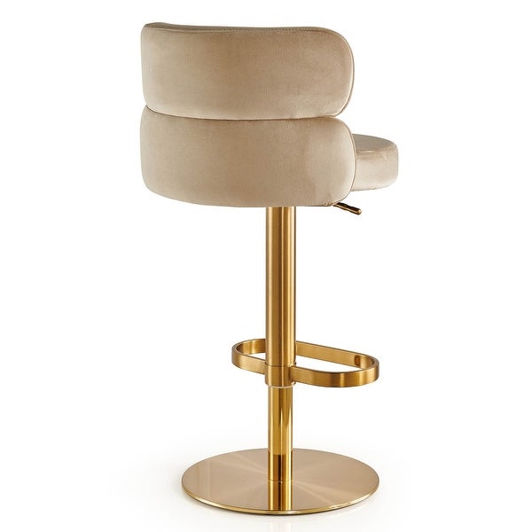 Upholstered Height-adjustable Rounded Mid-back Barstool