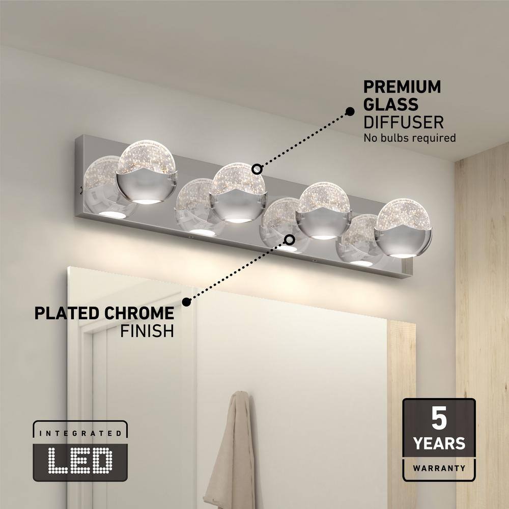 Artika Oracle 27 in. 4-Light Chrome 5CCT LED Modern Bath Vanity Light Bar VAN4-OR5C-HD2CR