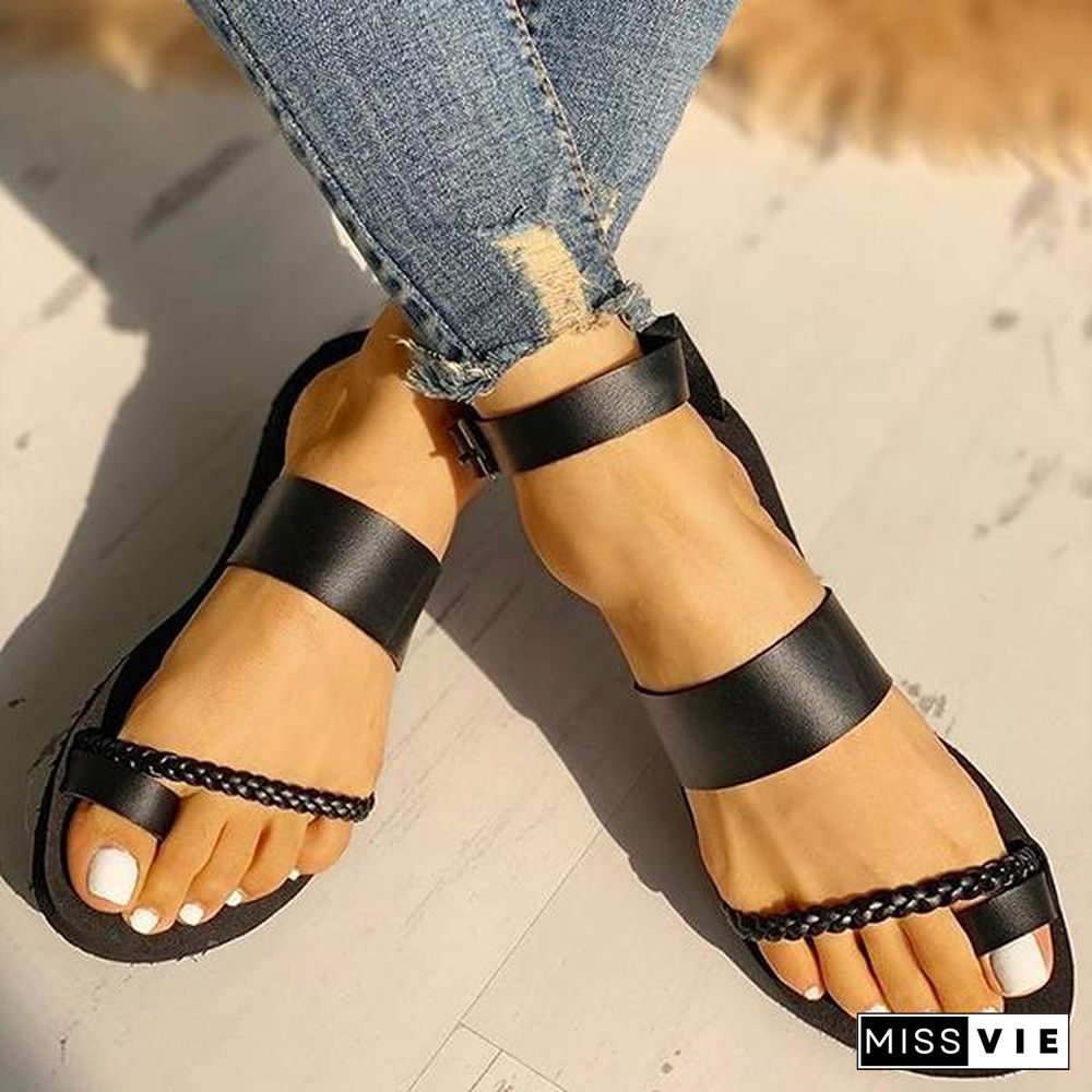 Toe Ring Braided Design Sandals