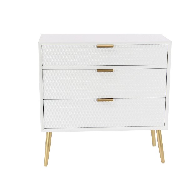 Modern 3 Drawer Wooden Chest With Knob Pulls White Olivia amp May