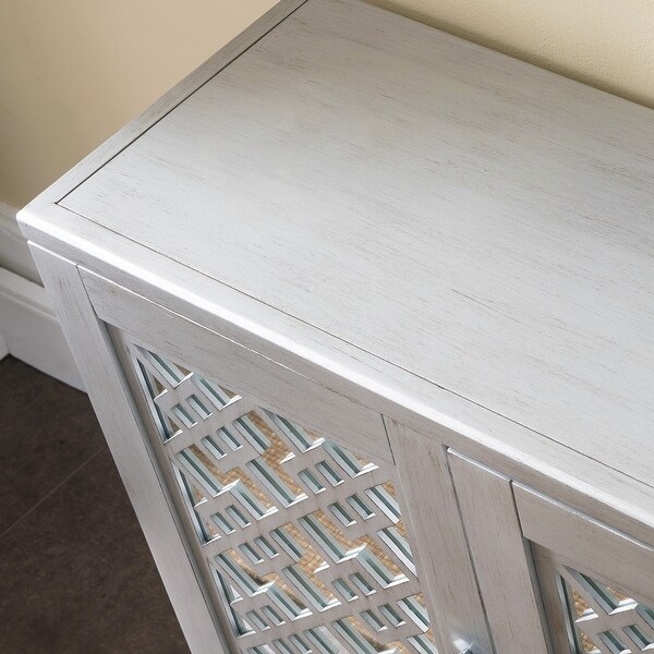 Mirrored Diamond Filigree X Base Adjustable Shelf Entryway Table