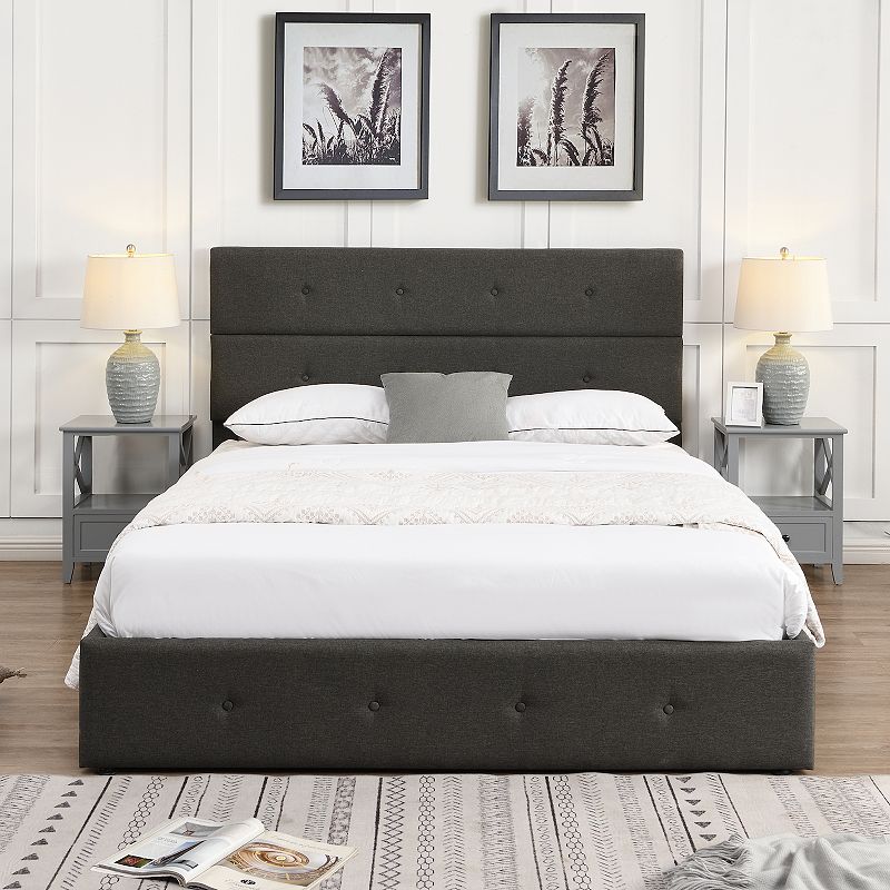 Merax Upholstered Platform Bed With Underneath Storage