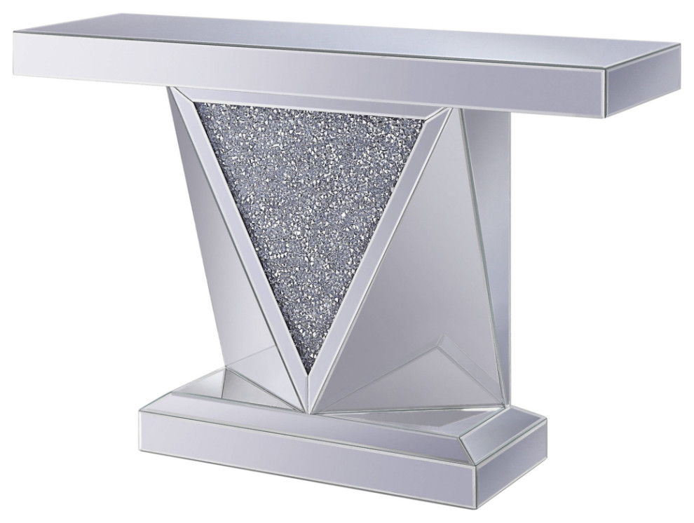 Wood And Mirror Console Table With Faux Crystals Inlay Clear  Saltoro Sherpi   Contemporary   Console Tables   by Dot  ampBo  Houzz