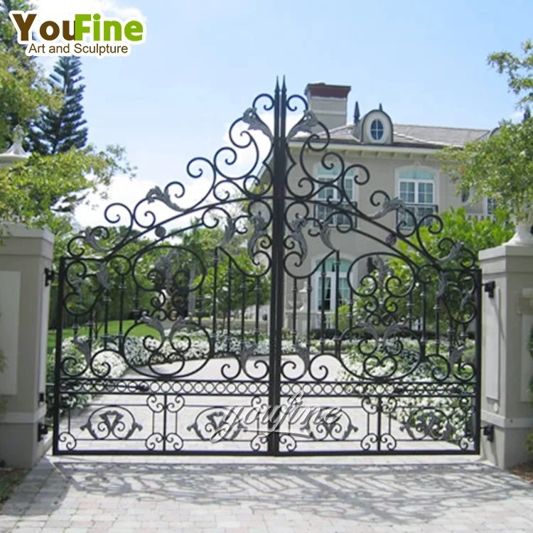 Luxury factory price modern wrought iron main gate design