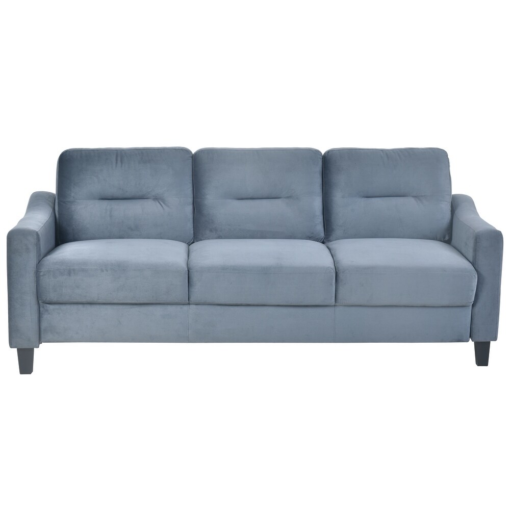 3 Seater/ Loveseat/ Single Sofa Chairs  Linen Fabric Upholstered Couch with Removable Cushions for Living Room  Blue Grey