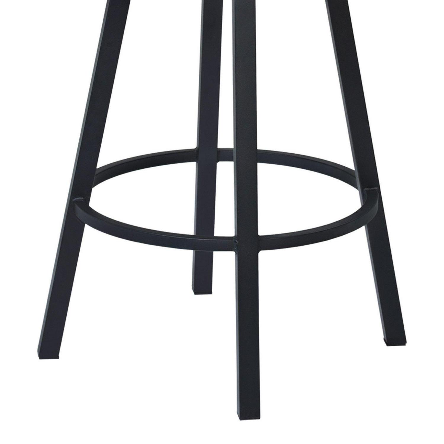 Armen Living Nova 30  Bar Height Metal Swivel Brastool in Ford Black Pu and Mineral Finish  Crowdfused