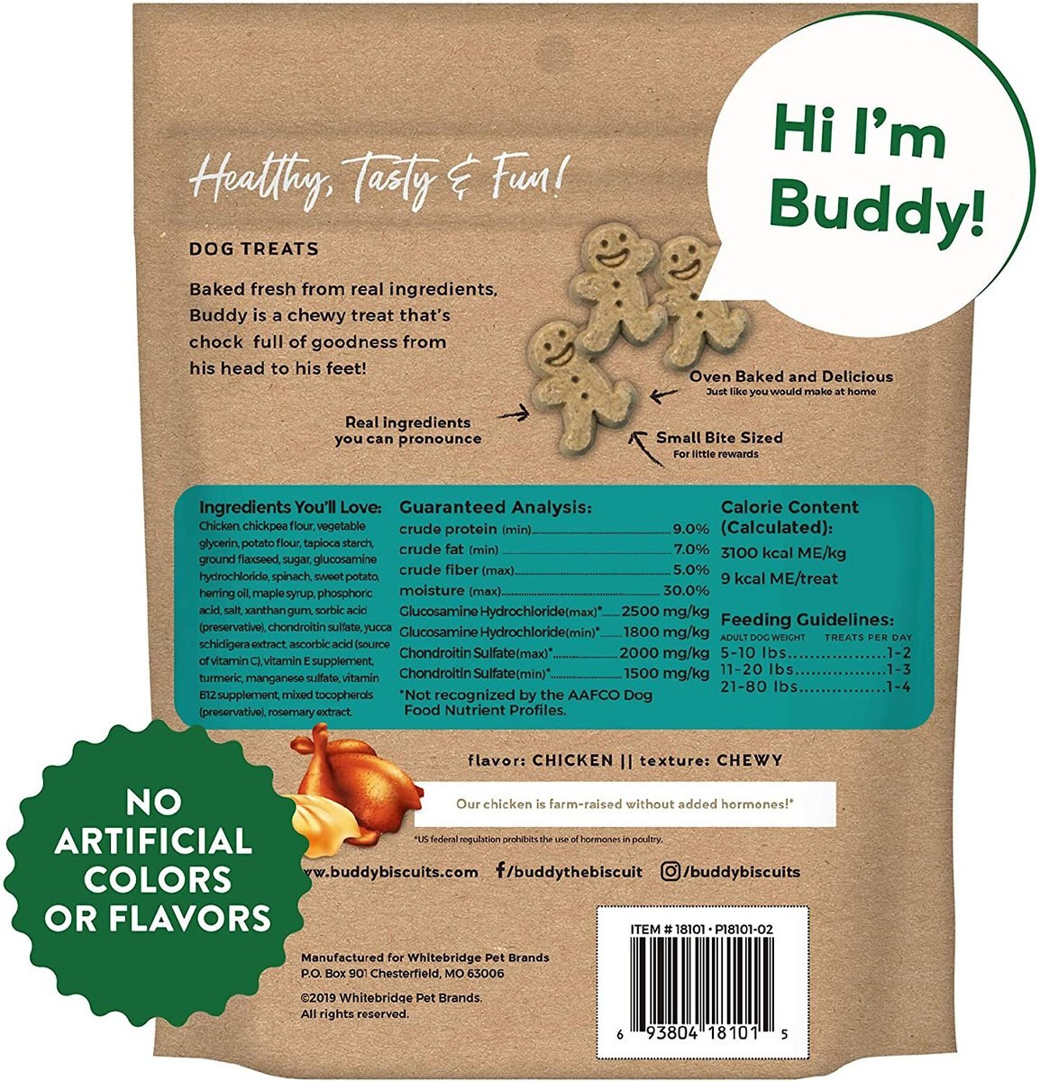 Buddy Biscuits Boosters Hip and Joint Chews Chicken Flavor Dog Treats， 5-oz bag