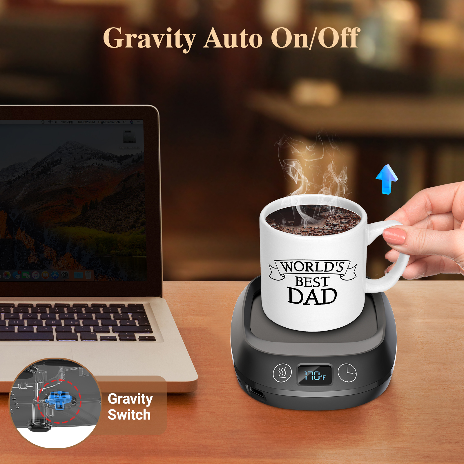 Coffee Mug Warmer，Electric Cup Warmer， Candle Warmer with 8H Auto Shut Off， 3 Temperature Setting 3 Timer with USB Charge for Home Desk Office Use