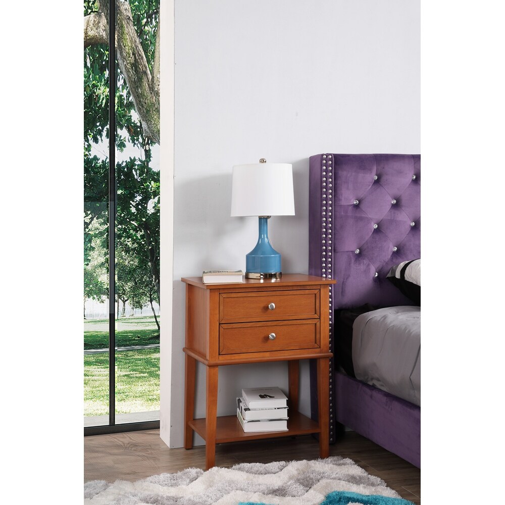 Wood Dove Tail Felt Lined Top Drawer End Table w/ Open Storage Shelf