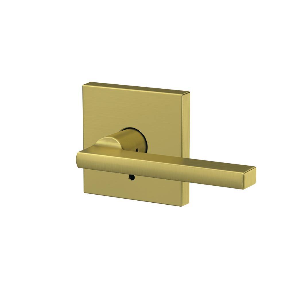 Schlage Custom Latitude Satin Brass Combined Interior Door Handle with Collins Trim FC21 LAT 608 COL