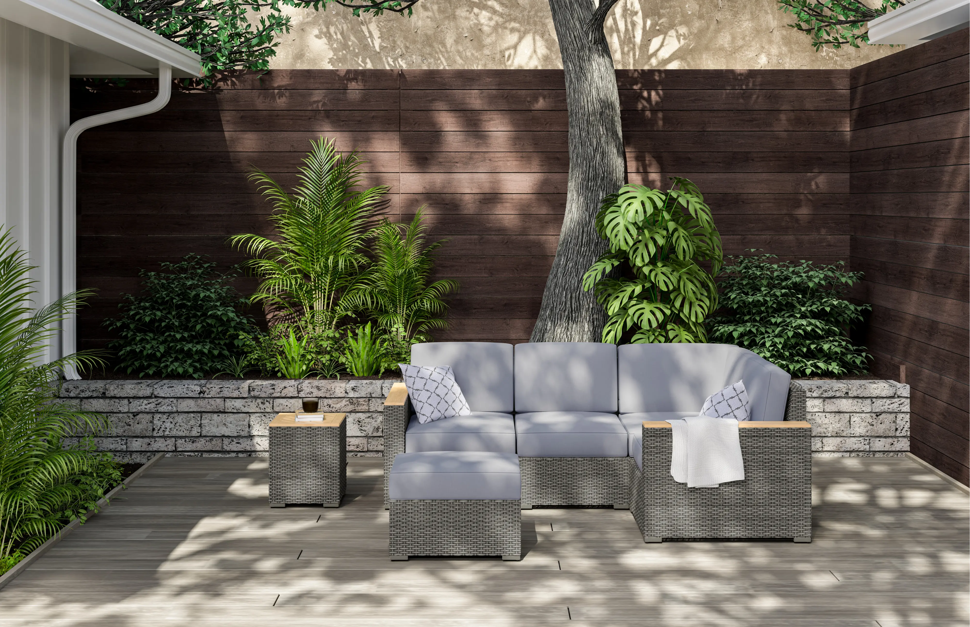 Boca Raton Gray Outdoor 4 Seat Sectional