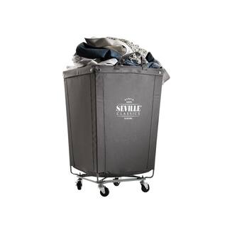 Seville Classics Gray Commercial Canvas Laundry Hamper Cart with Wheels WEB598