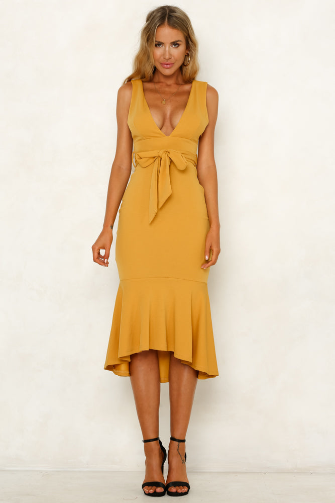 Looking At Those Numbers Maxi Dress Mustard